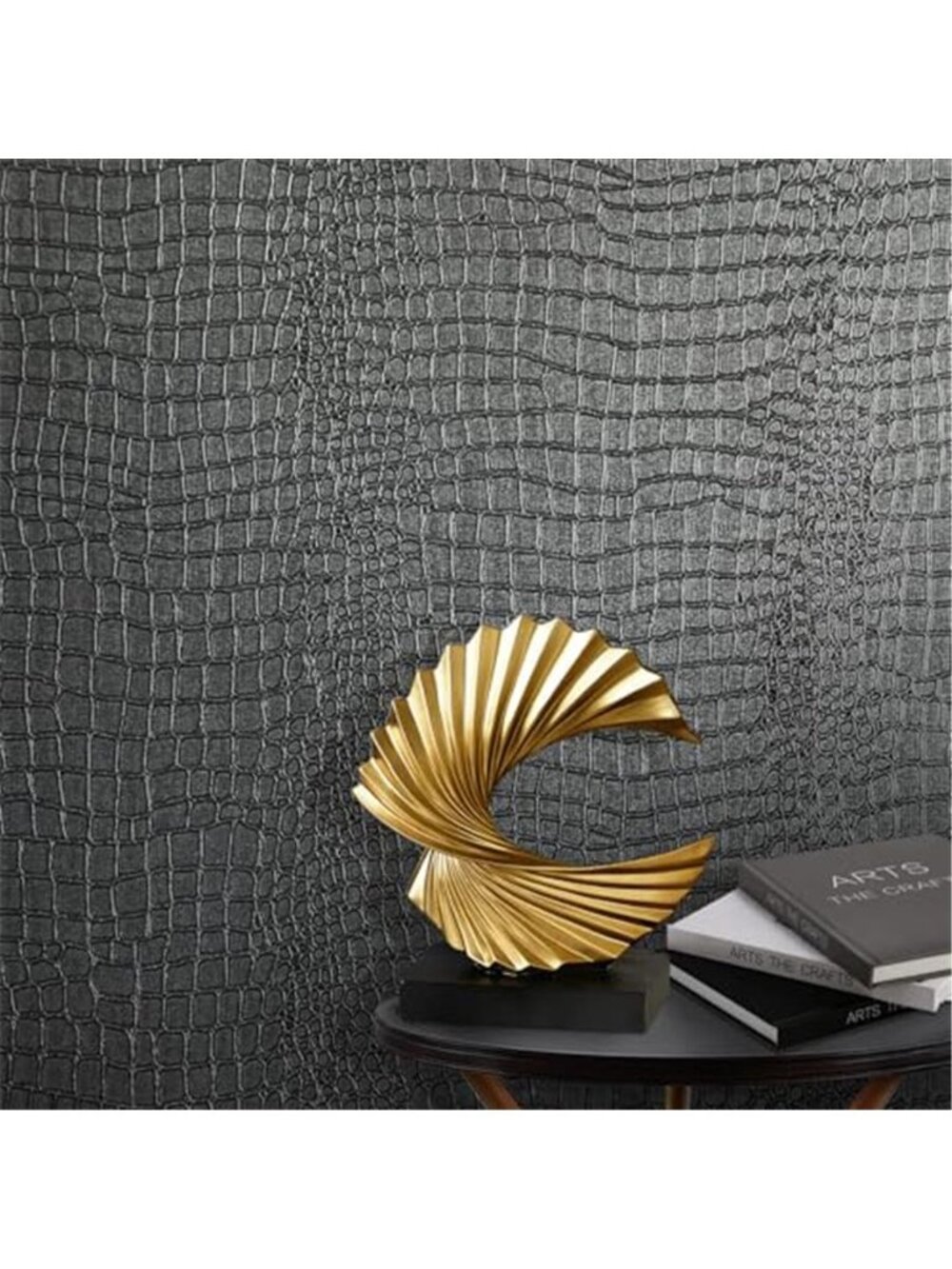 Black Peel Stick Wallpaper Crocodile Textured Vinyl Contact Paper Removable